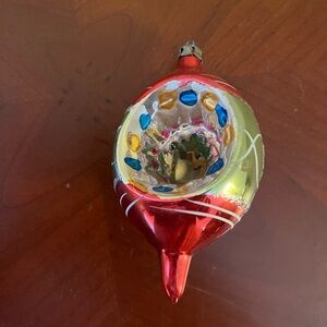 Vintage Glass Red and Gold Christmas Ornament